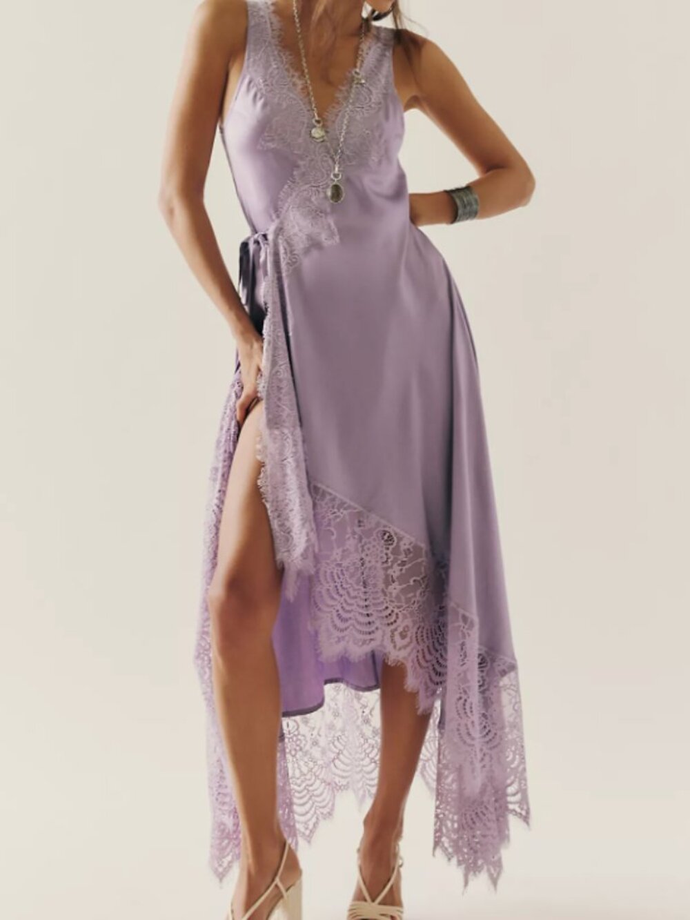 Free People x Nigel Preston Soho Wrap Midi Dress Lilac XS